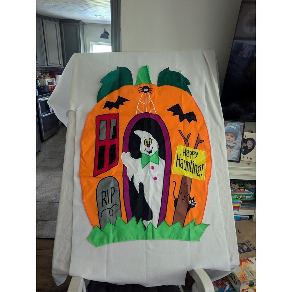 Vintage Halloween Nylon 3D Garden Flag Toland Happy Haunting